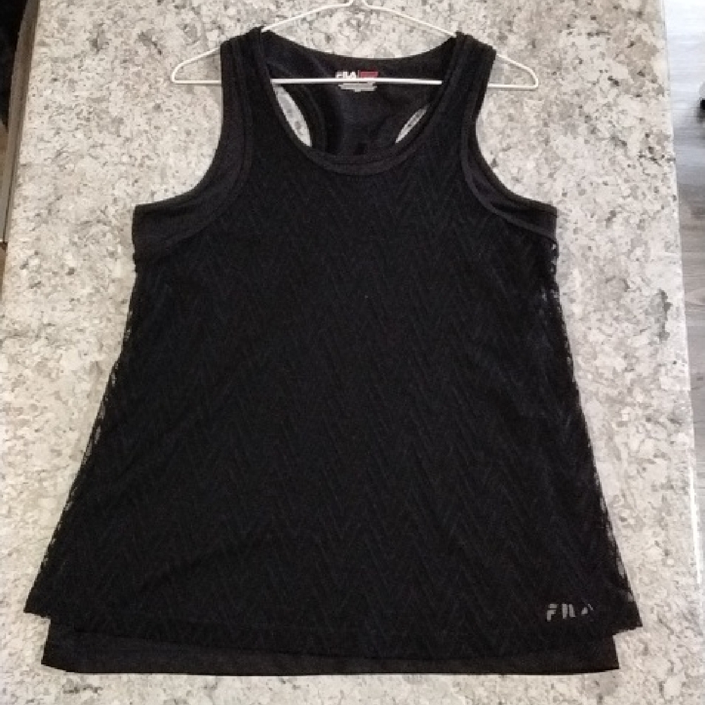 Fila Women's Black Chevron Mesh Tank Top